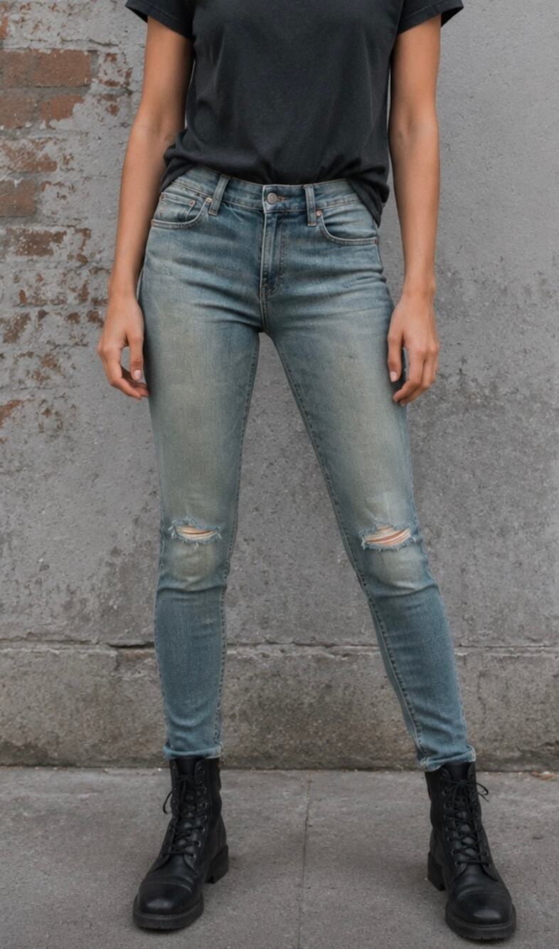 Ralph Lauren Polo women’s distressed mid rise skinny denim jeans light wash 8